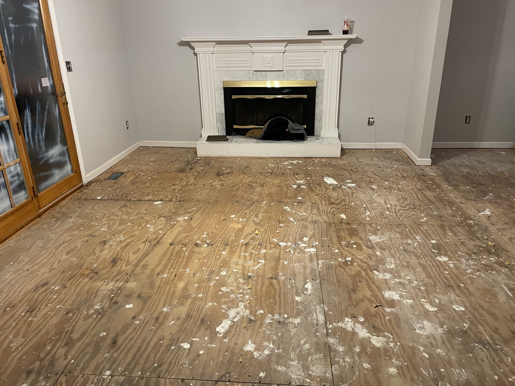 Old marble and brass fireplace