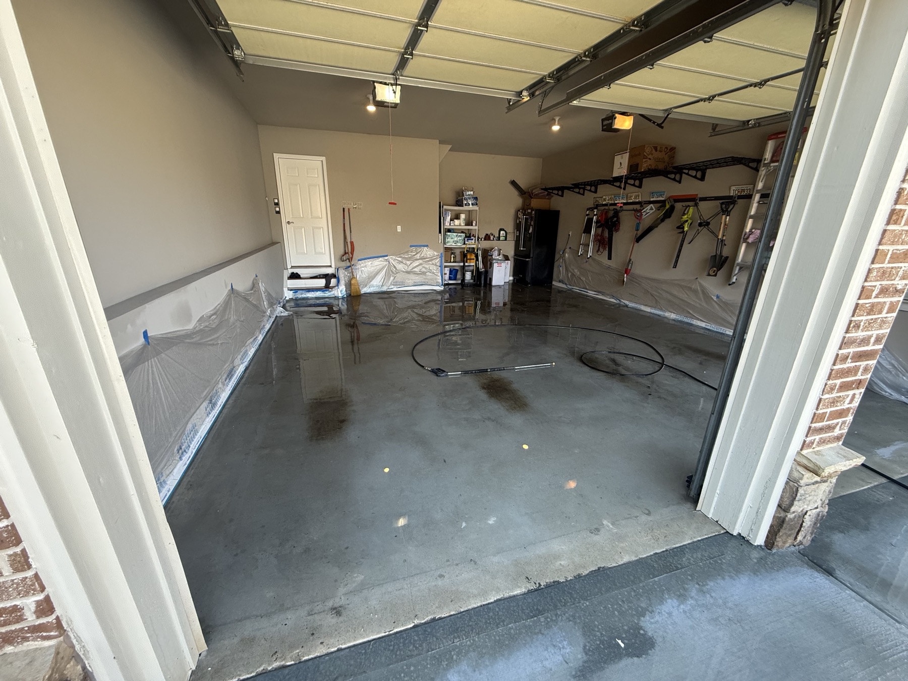 Bare masked concrete garage floor